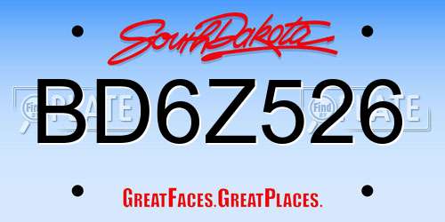 BD6Z526 South Dakota License Plate