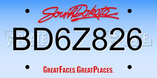 BD6Z826 South Dakota License Plate