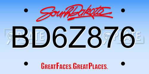BD6Z876 South Dakota License Plate