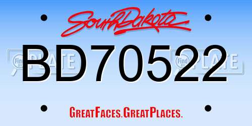 BD70522 South Dakota License Plate