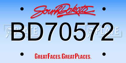 BD70572 South Dakota License Plate