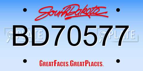 BD70577 South Dakota License Plate
