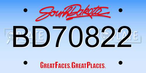 BD70822 South Dakota License Plate
