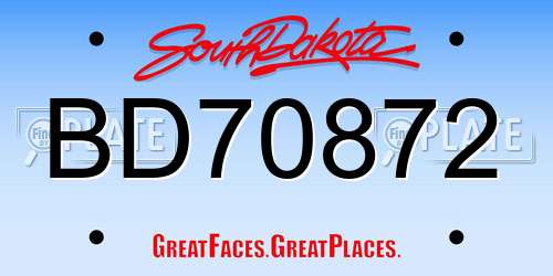 BD70872 South Dakota License Plate