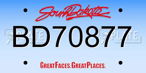 BD70877 South Dakota License Plate