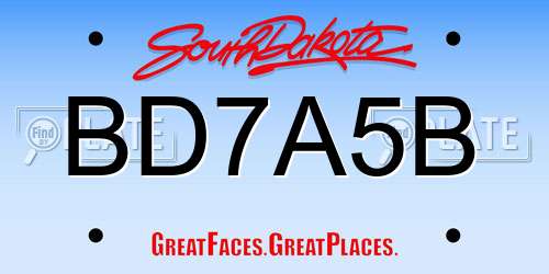BD7A5B South Dakota License Plate