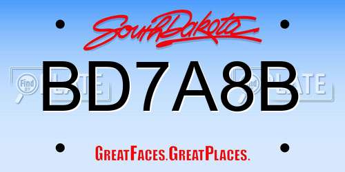 BD7A8B South Dakota License Plate