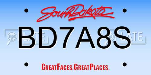 BD7A8S South Dakota License Plate