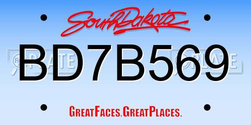 BD7B569 South Dakota License Plate