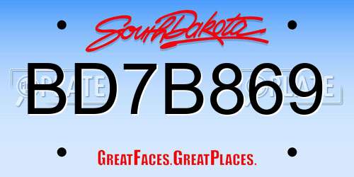 BD7B869 South Dakota License Plate