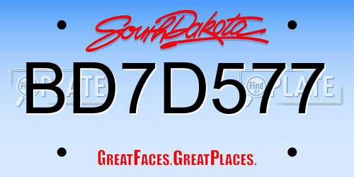 BD7D577 South Dakota License Plate