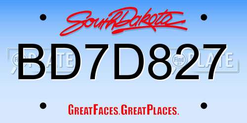 BD7D827 South Dakota License Plate