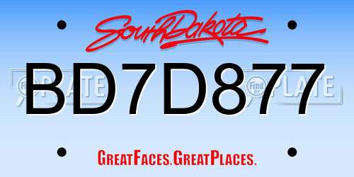 BD7D877 South Dakota License Plate