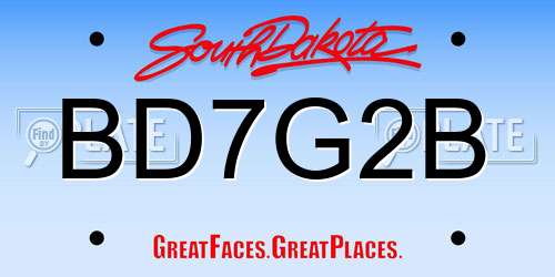 BD7G2B South Dakota License Plate
