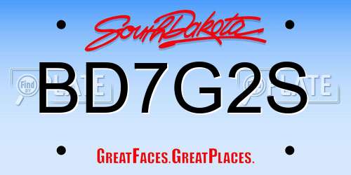 BD7G2S South Dakota License Plate