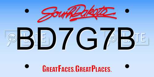 BD7G7B South Dakota License Plate