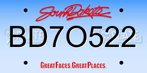 BD7O522 South Dakota License Plate