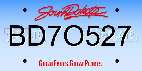 BD7O527 South Dakota License Plate