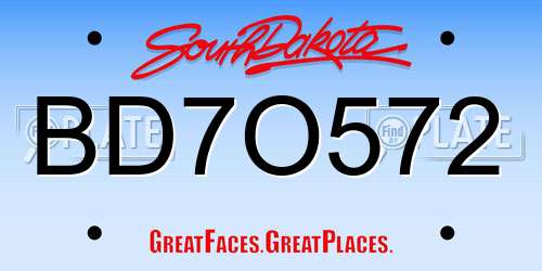 BD7O572 South Dakota License Plate
