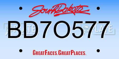 BD7O577 South Dakota License Plate