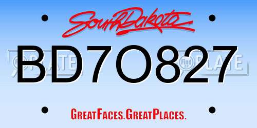 BD7O827 South Dakota License Plate