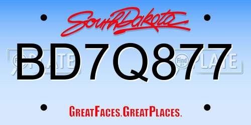 BD7Q877 South Dakota License Plate