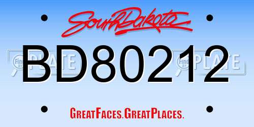 BD80212 South Dakota License Plate