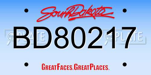 BD80217 South Dakota License Plate