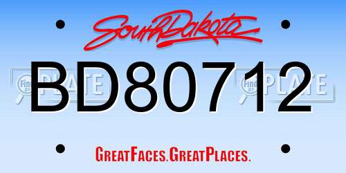 BD80712 South Dakota License Plate