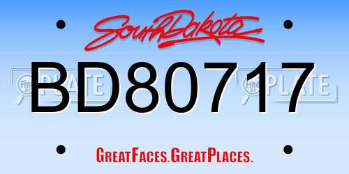 BD80717 South Dakota License Plate