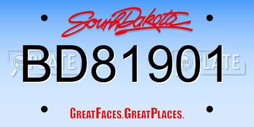 BD81901 South Dakota License Plate