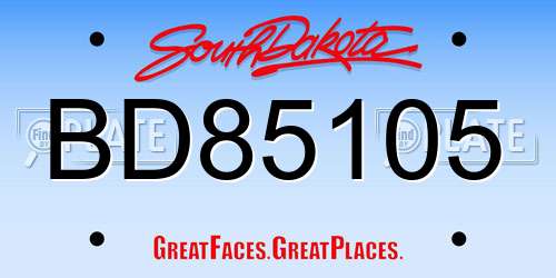 BD85105 South Dakota License Plate