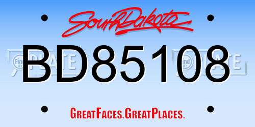 BD85108 South Dakota License Plate