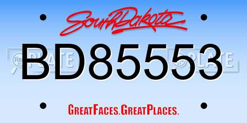BD85553 South Dakota License Plate