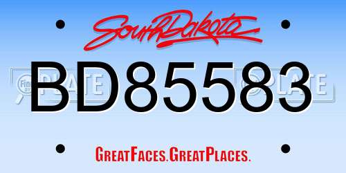 BD85583 South Dakota License Plate