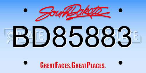 BD85883 South Dakota License Plate