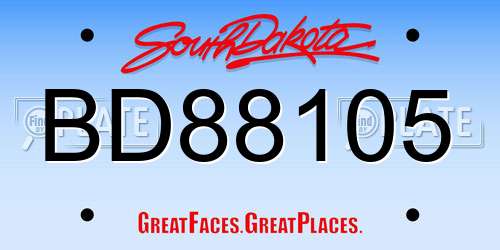BD88105 South Dakota License Plate