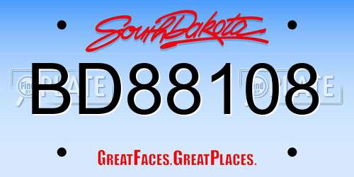 BD88108 South Dakota License Plate
