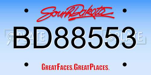 BD88553 South Dakota License Plate