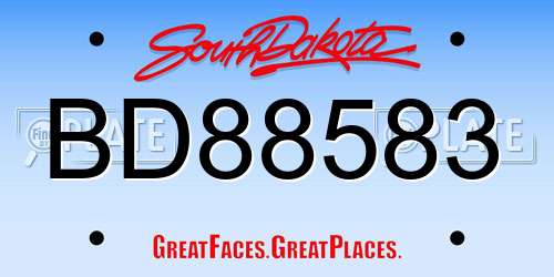 BD88583 South Dakota License Plate