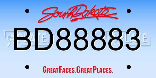 BD88883 South Dakota License Plate