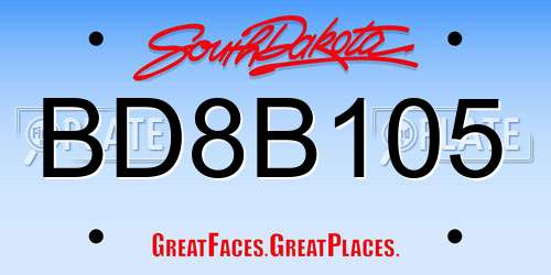 BD8B105 South Dakota License Plate