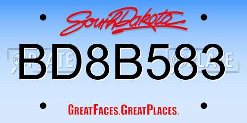 BD8B583 South Dakota License Plate