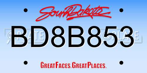 BD8B853 South Dakota License Plate