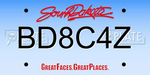 BD8C4Z South Dakota License Plate
