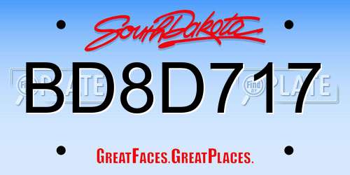 BD8D717 South Dakota License Plate