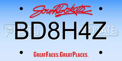 BD8H4Z South Dakota License Plate