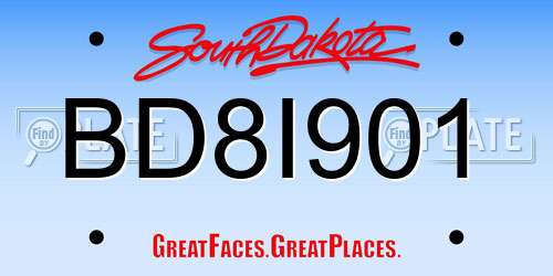 BD8I901 South Dakota License Plate