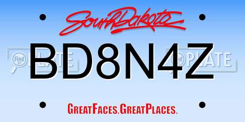 BD8N4Z South Dakota License Plate