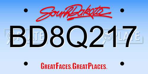 BD8Q217 South Dakota License Plate